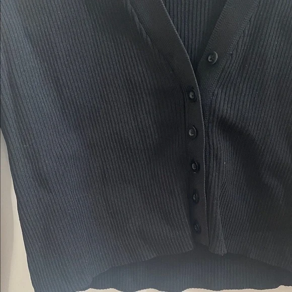 Black Ribbed Cropped Cardigan - Picture 4 of 4